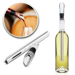 Refroidisseur de Vin 3 en 1 Aérateur Verseur Whisky Cocktails Bouteille Refroidisseur Bâton-